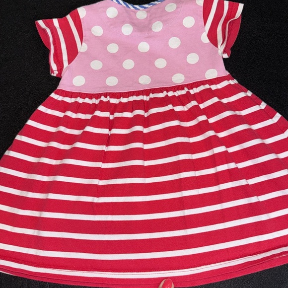 Baby Boden red, pink white and blue striped and polka dot 6-12 month dress - Picture 5 of 6